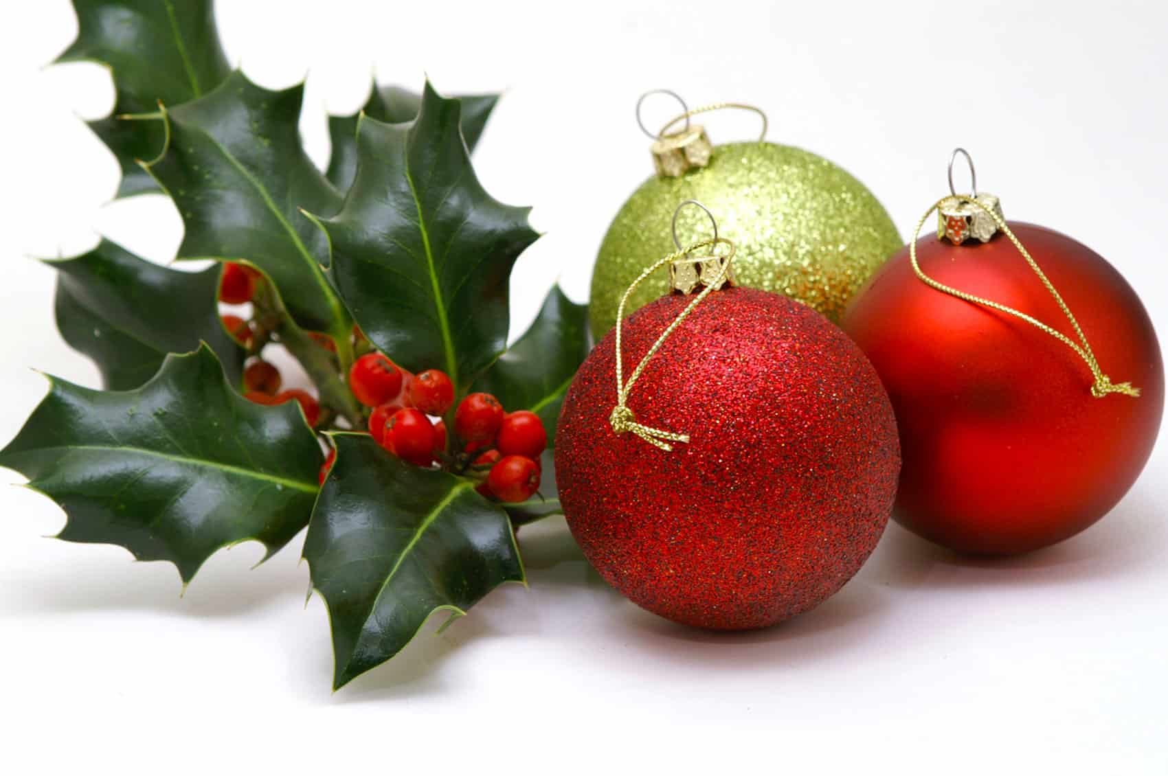 decoración y adornos navideños de acebo